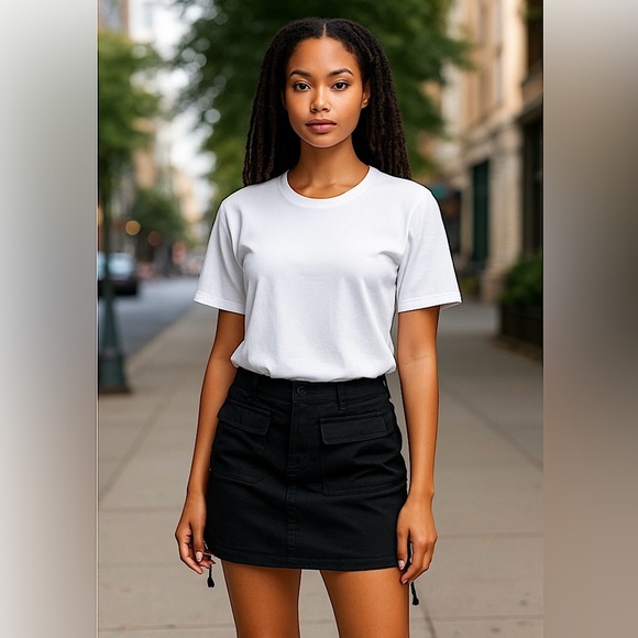 Zara Woman Cargo Mini Short Side Tie-Up Skirt, Black, Size L - Picture 7 of 11